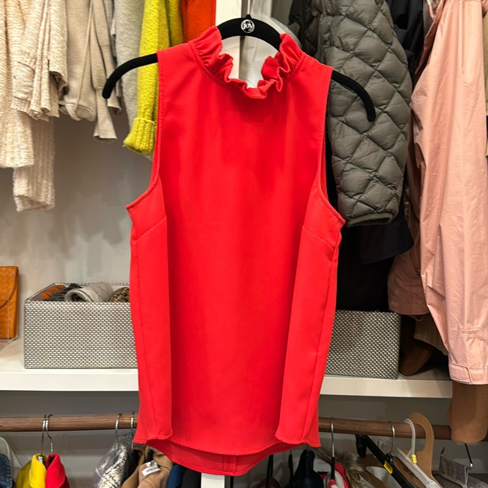 J.Crew Sleeveless ruffle top size medium, color red